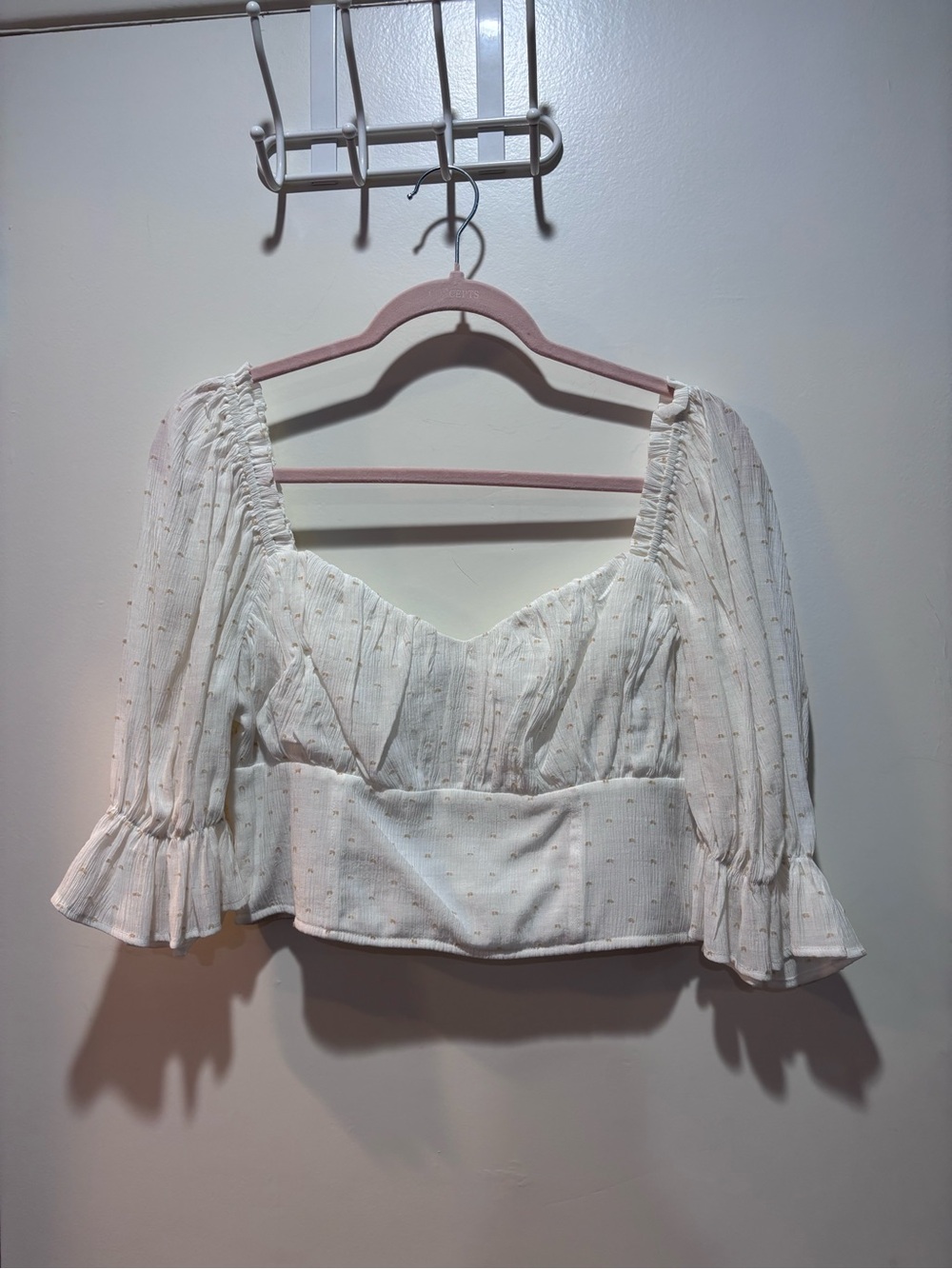 Jealous Tomato Cream Square-Neck Cropped Peasant Top